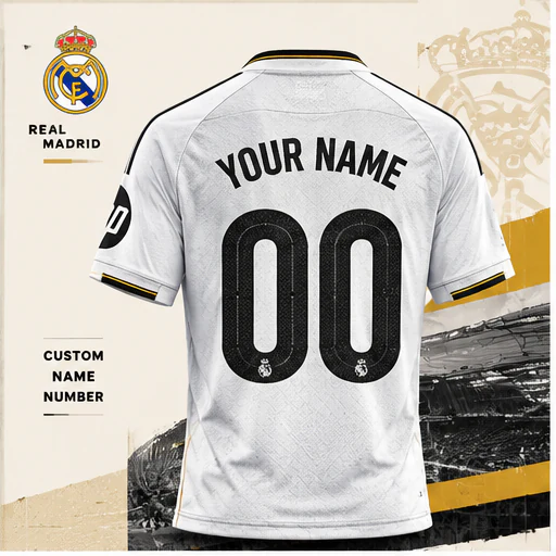 Real Madrid custom football jersey name and number example